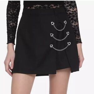Hot Topic Triple Chain Heart Mini Skirt Black Grunge Goth M